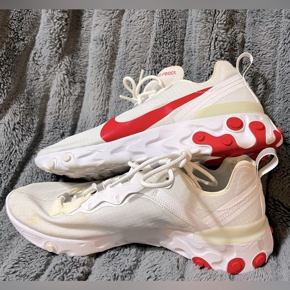 Nike Men’s React Element 55 White & Red - Picture 3 of 9
